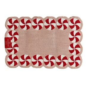 Peking Handicraft Peppermint Swirl Hook Rug 2x3 Holiday Pink Red White Wool New